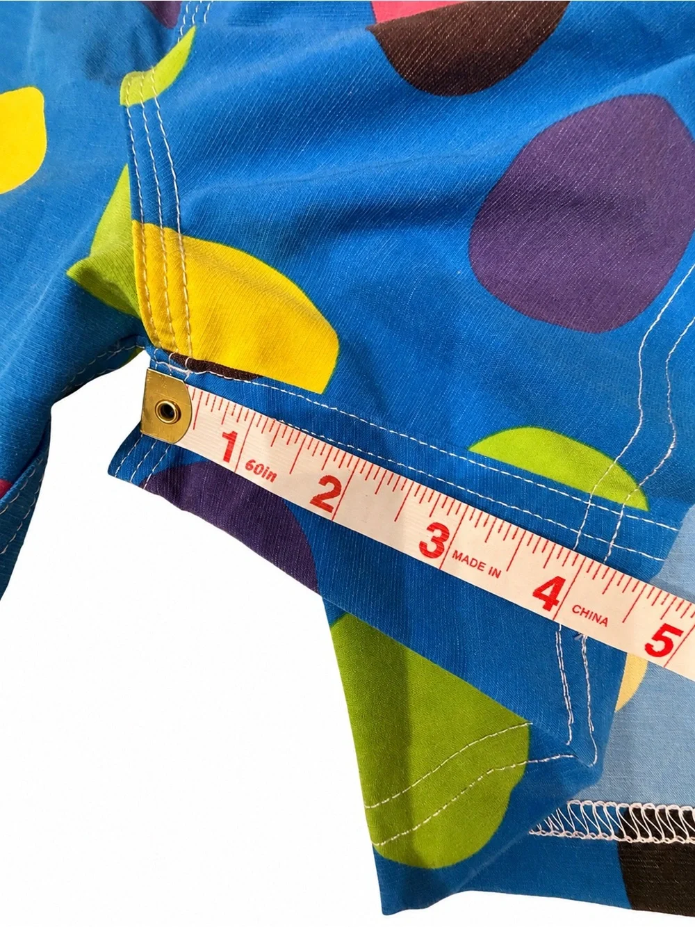 Quiksilver Blue Swim Trunks with Multicolor Polka Dots - Size 33